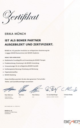 Zertifikat Bemer Partner – Erika Münch